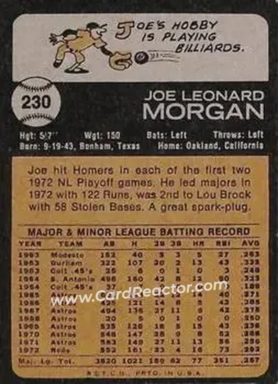 Back of Joe Morgan