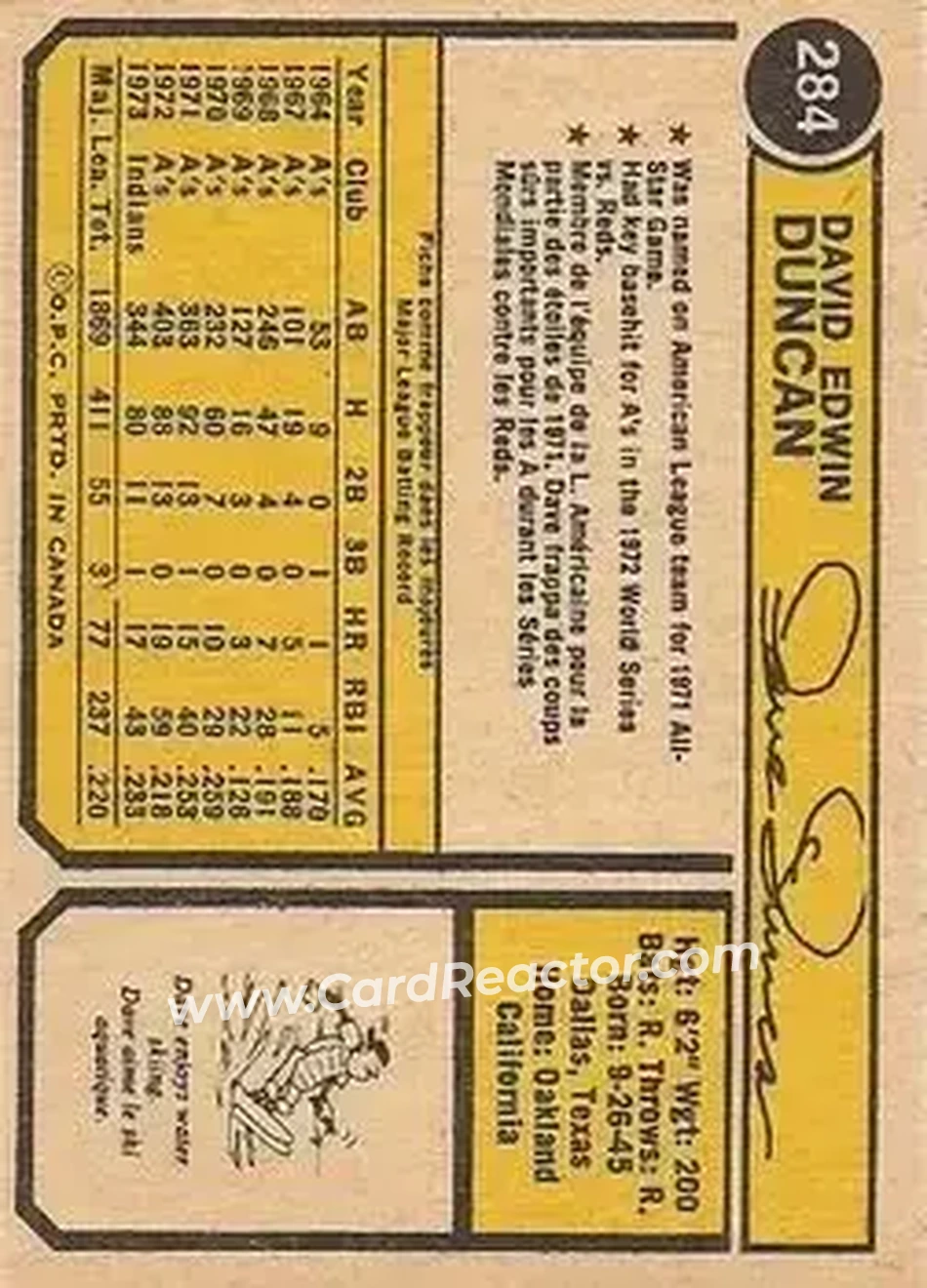 Back of Dave Duncan