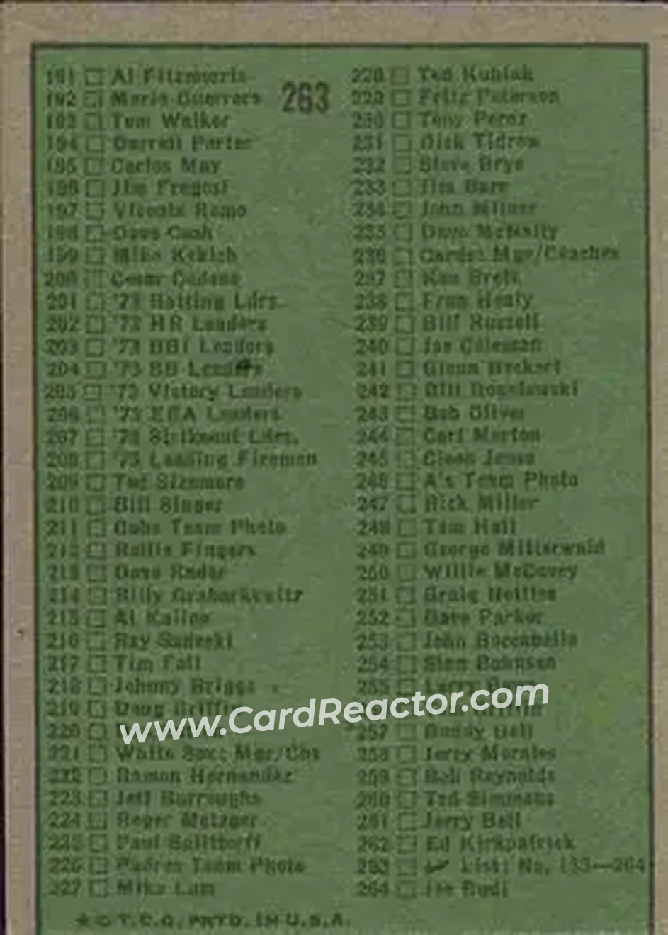 Back of Card #263