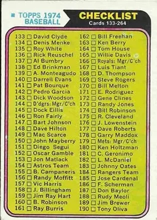 1974 Topps #263 Card #263