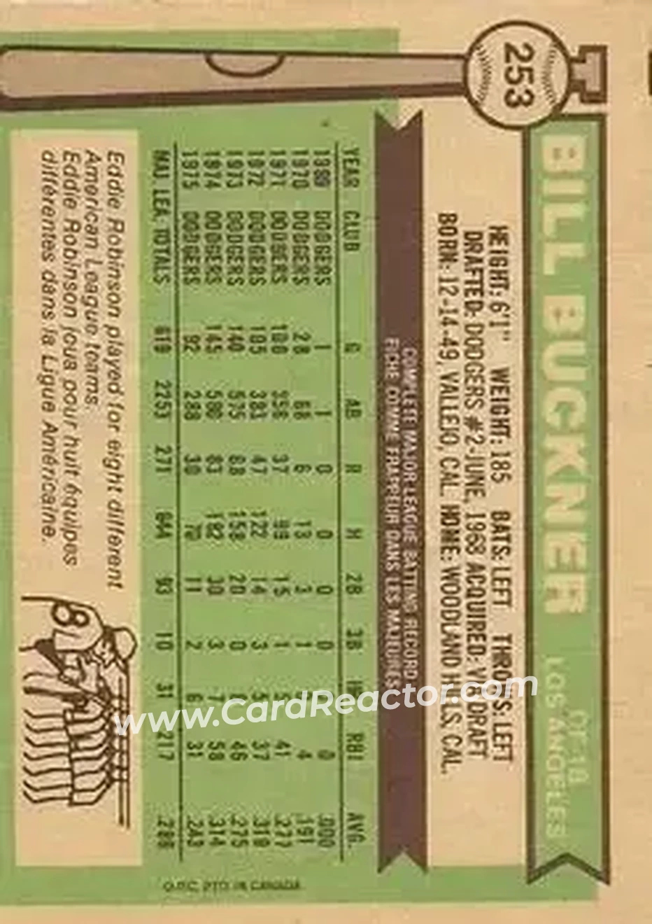 Back of Bill Buckner