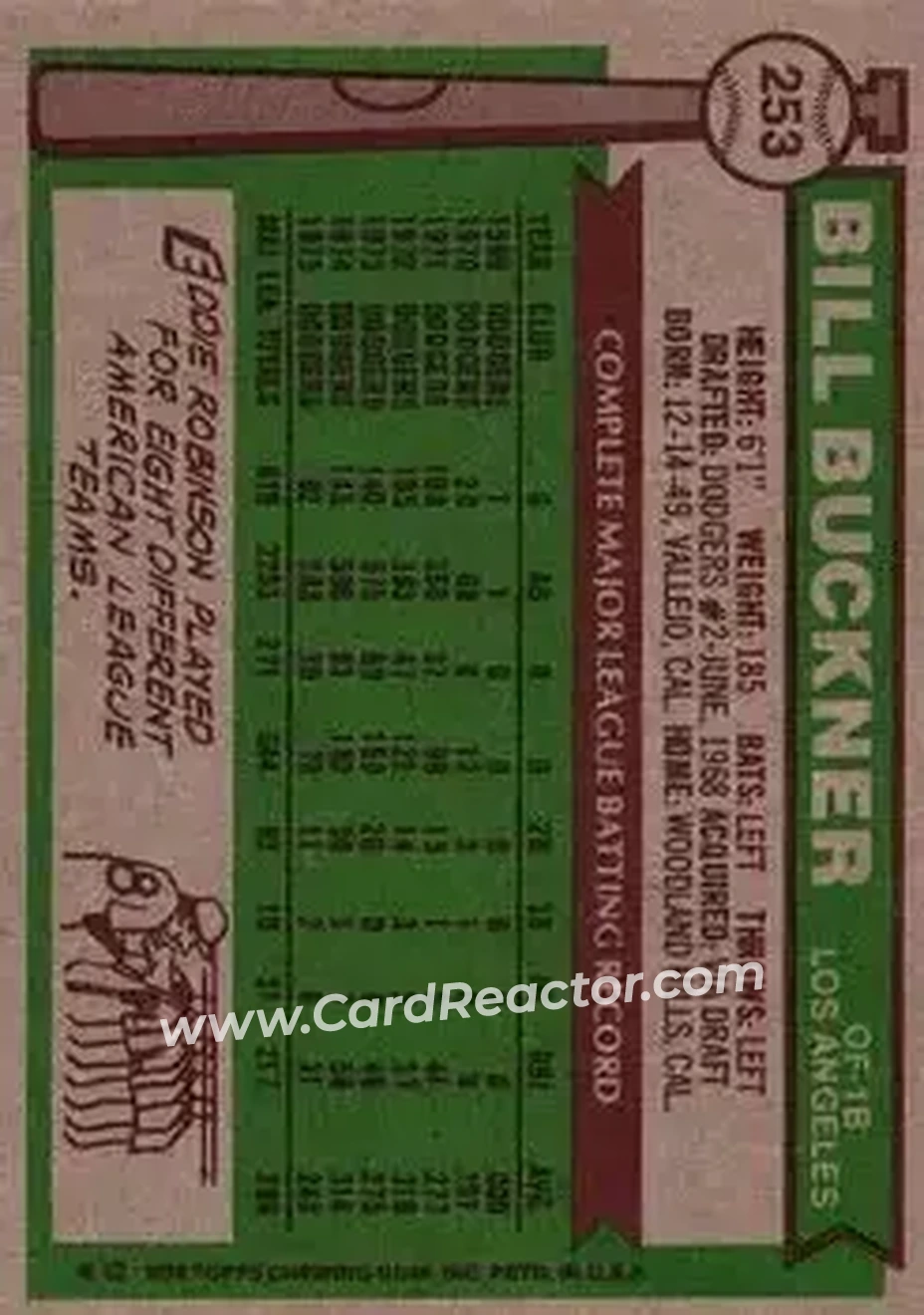 Back of Bill Buckner