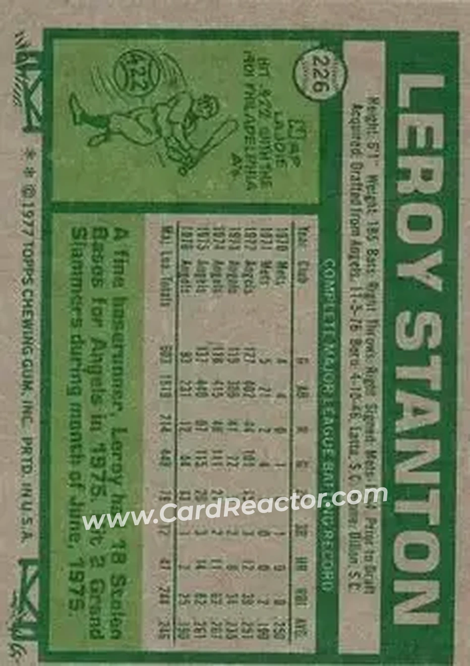 Back of Leroy Stanton
