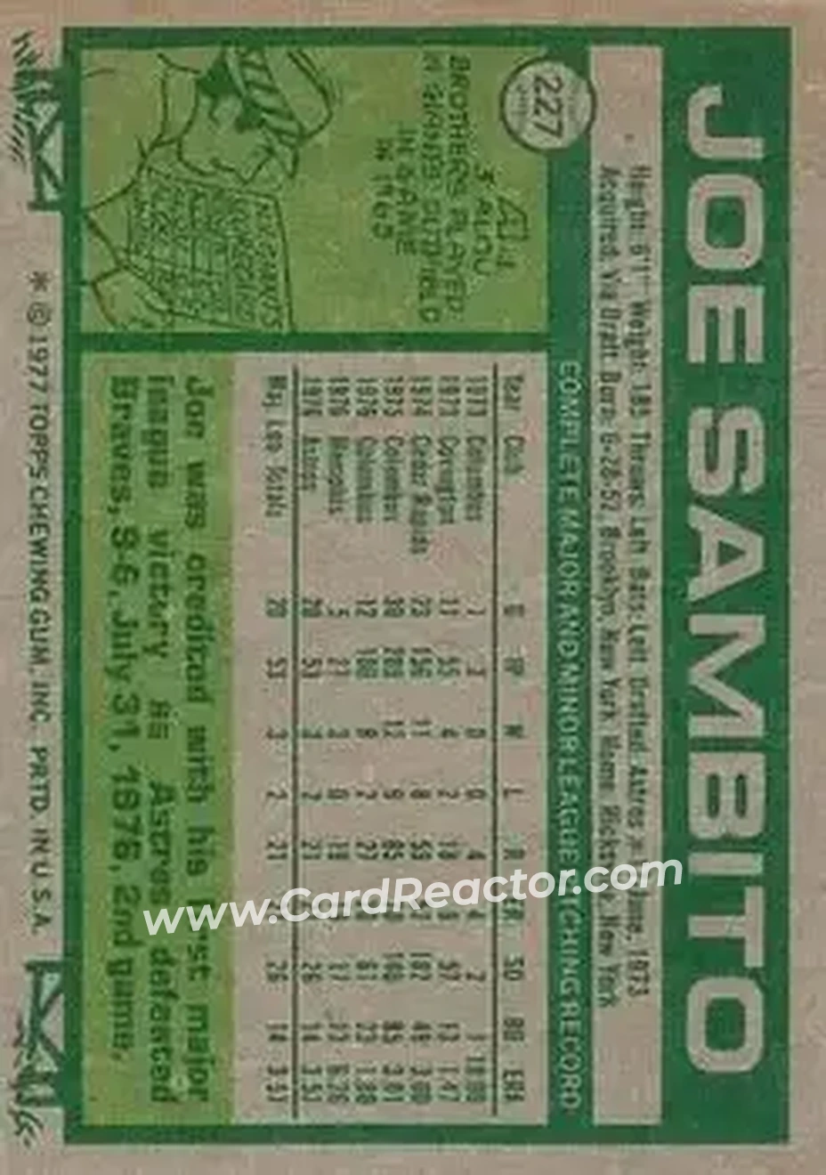 Back of Joe Sambito
