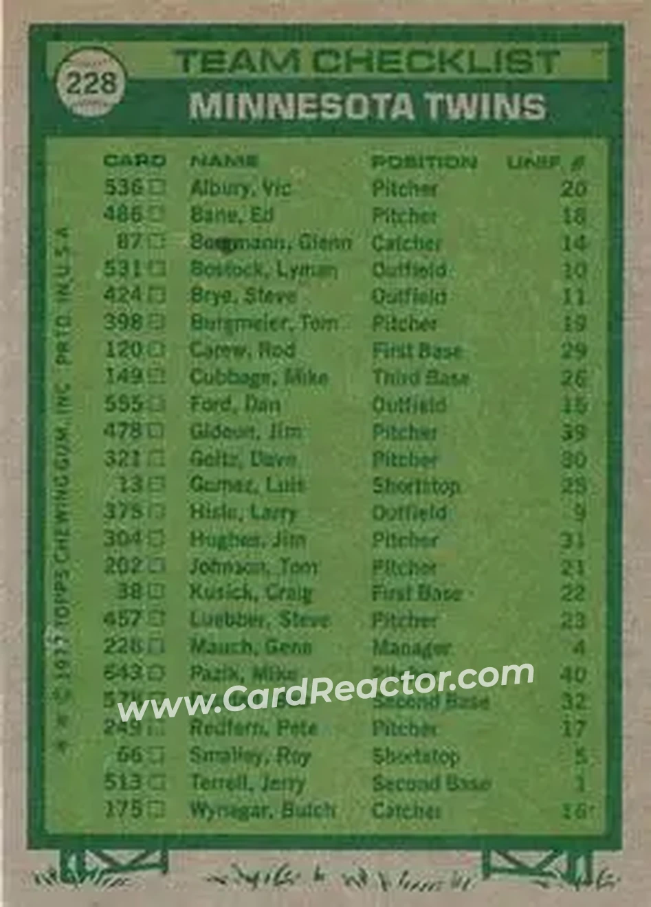 Back of Card #228