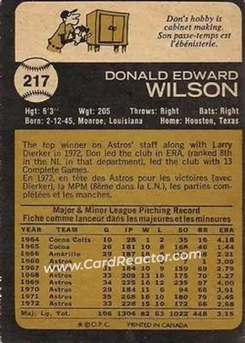 Back of Don Wilson