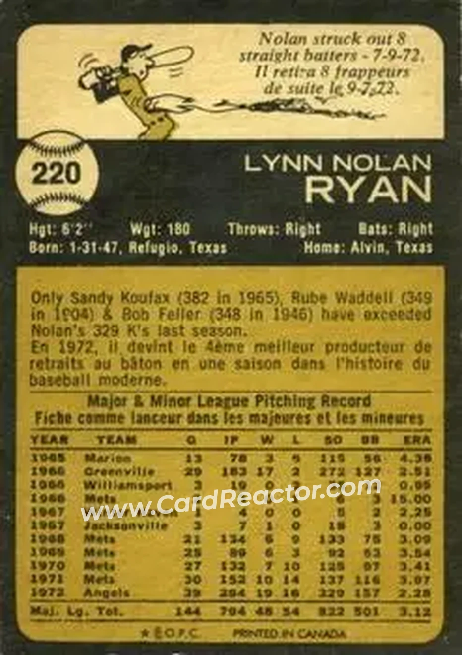 Back of Nolan Ryan