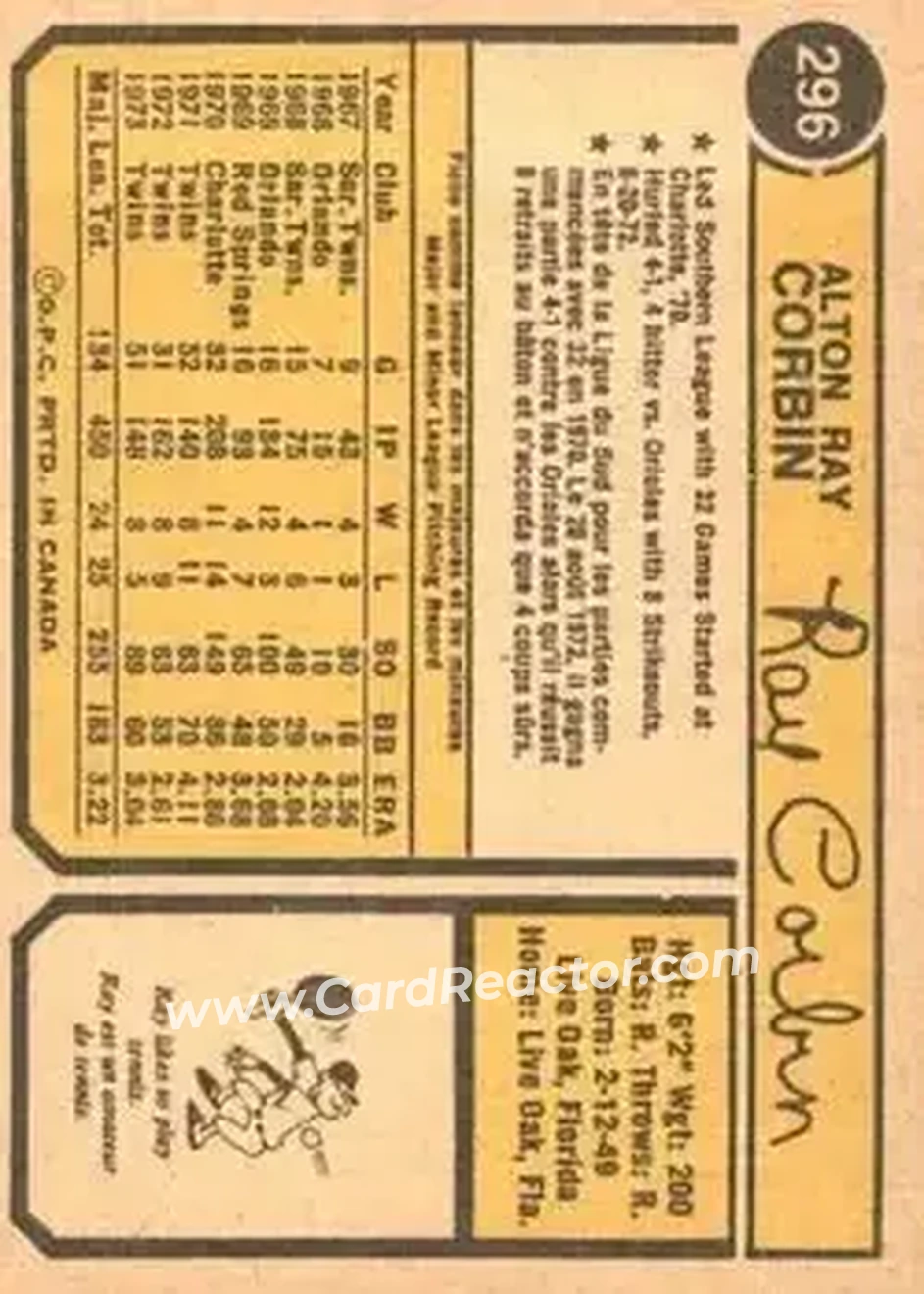 Back of Ray Corbin
