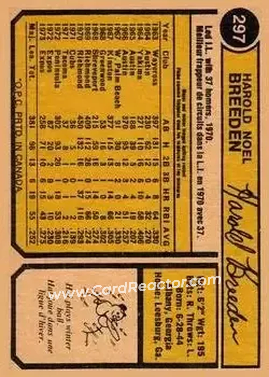 Back of Hal Breeden