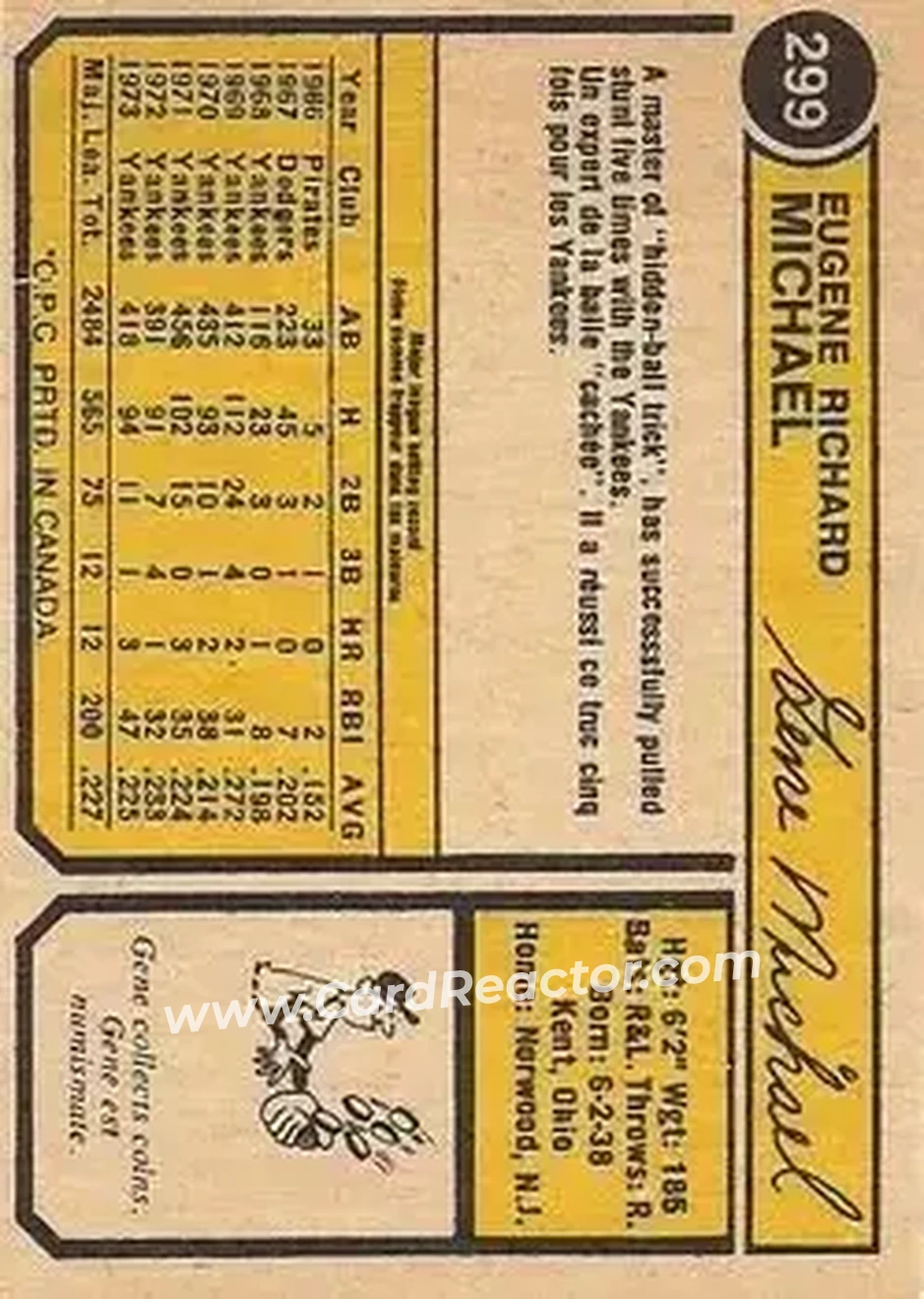 Back of Gene Michael