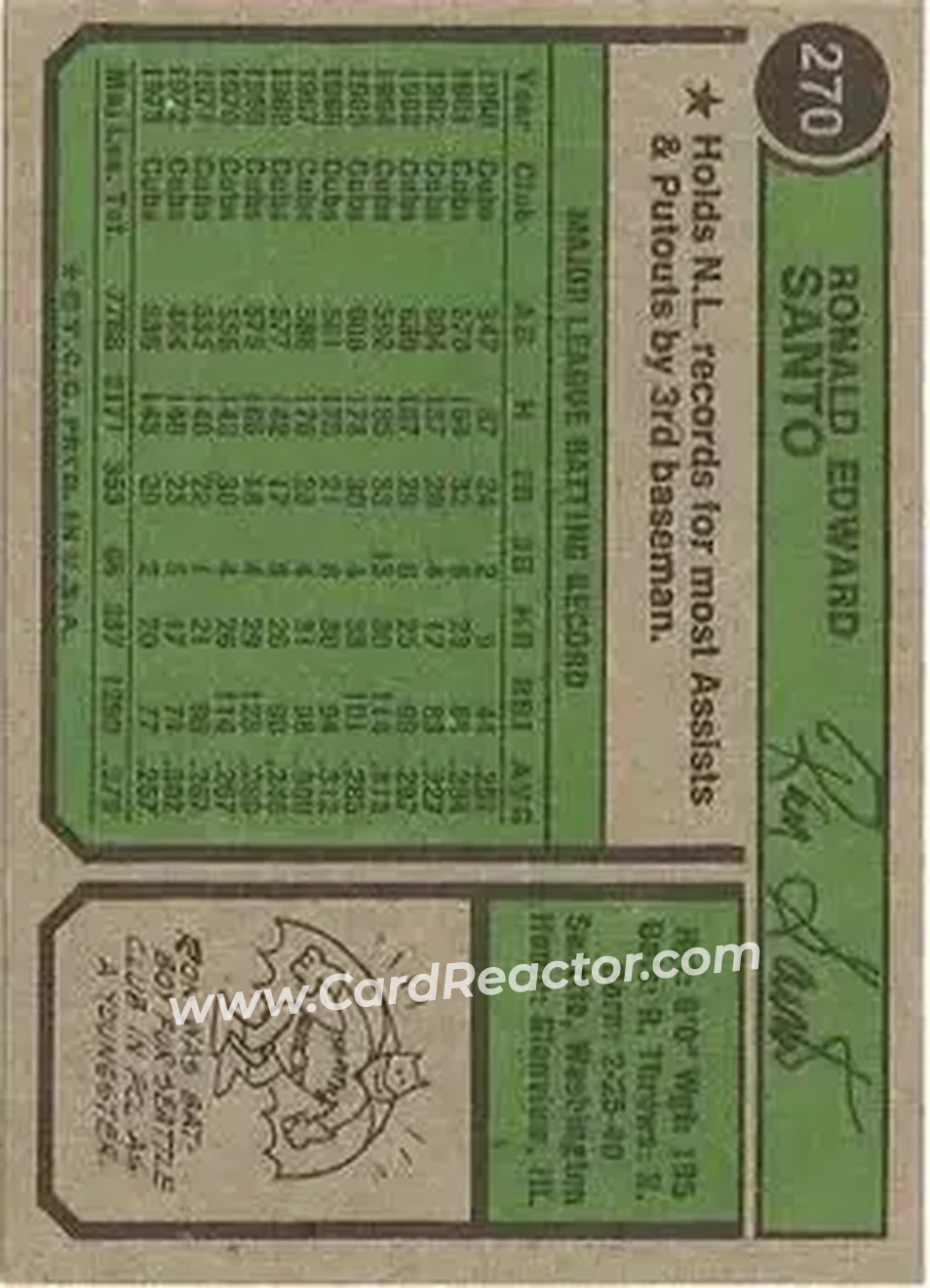 Back of Ron Santo
