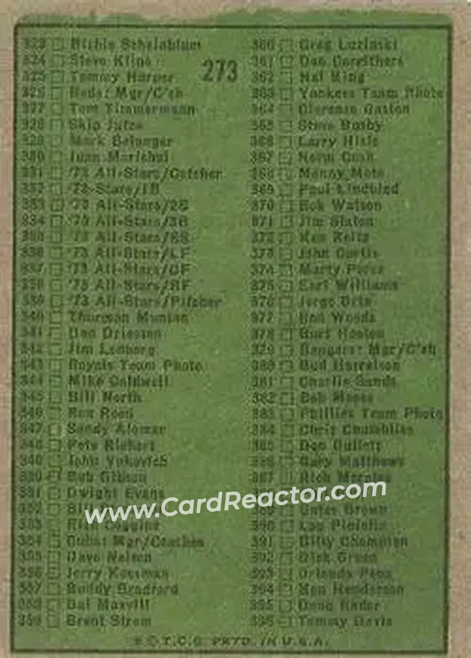 Back of Card #273