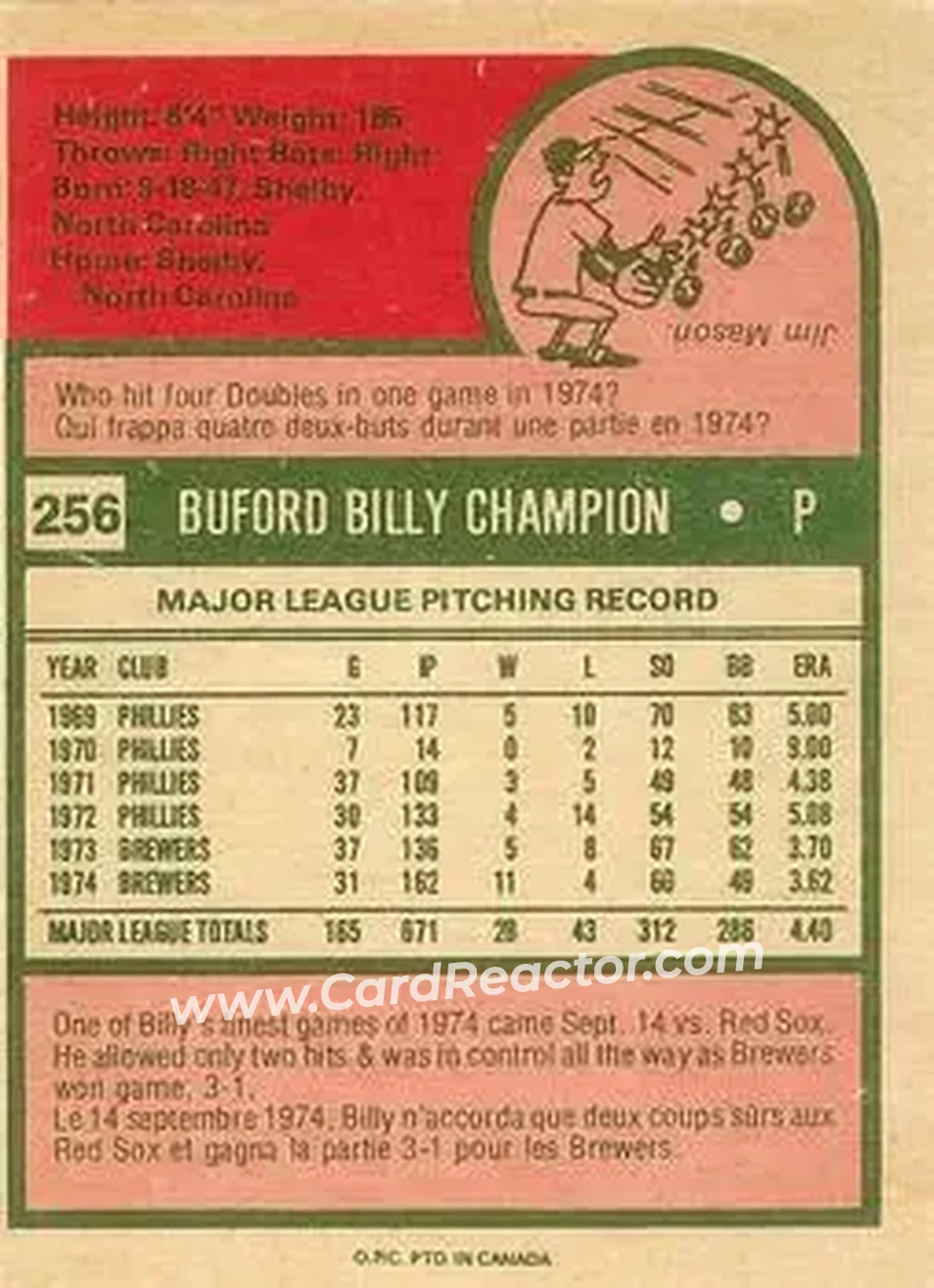 Back of Billy Champion