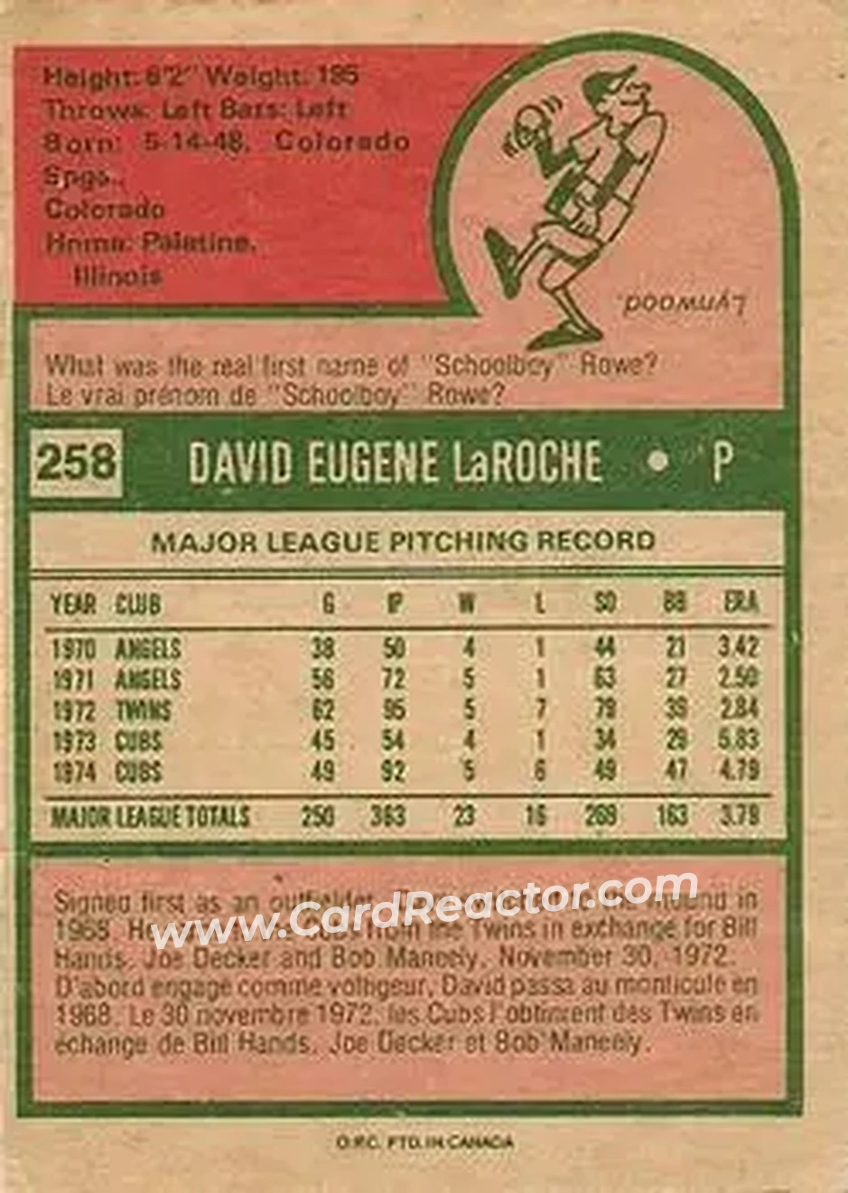 Back of Dave LaRoche