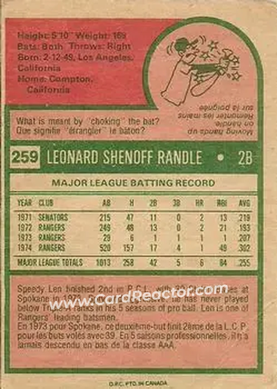 Back of Len Randle