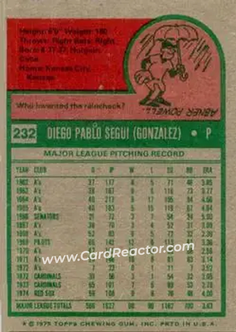 Back of Diego Segui