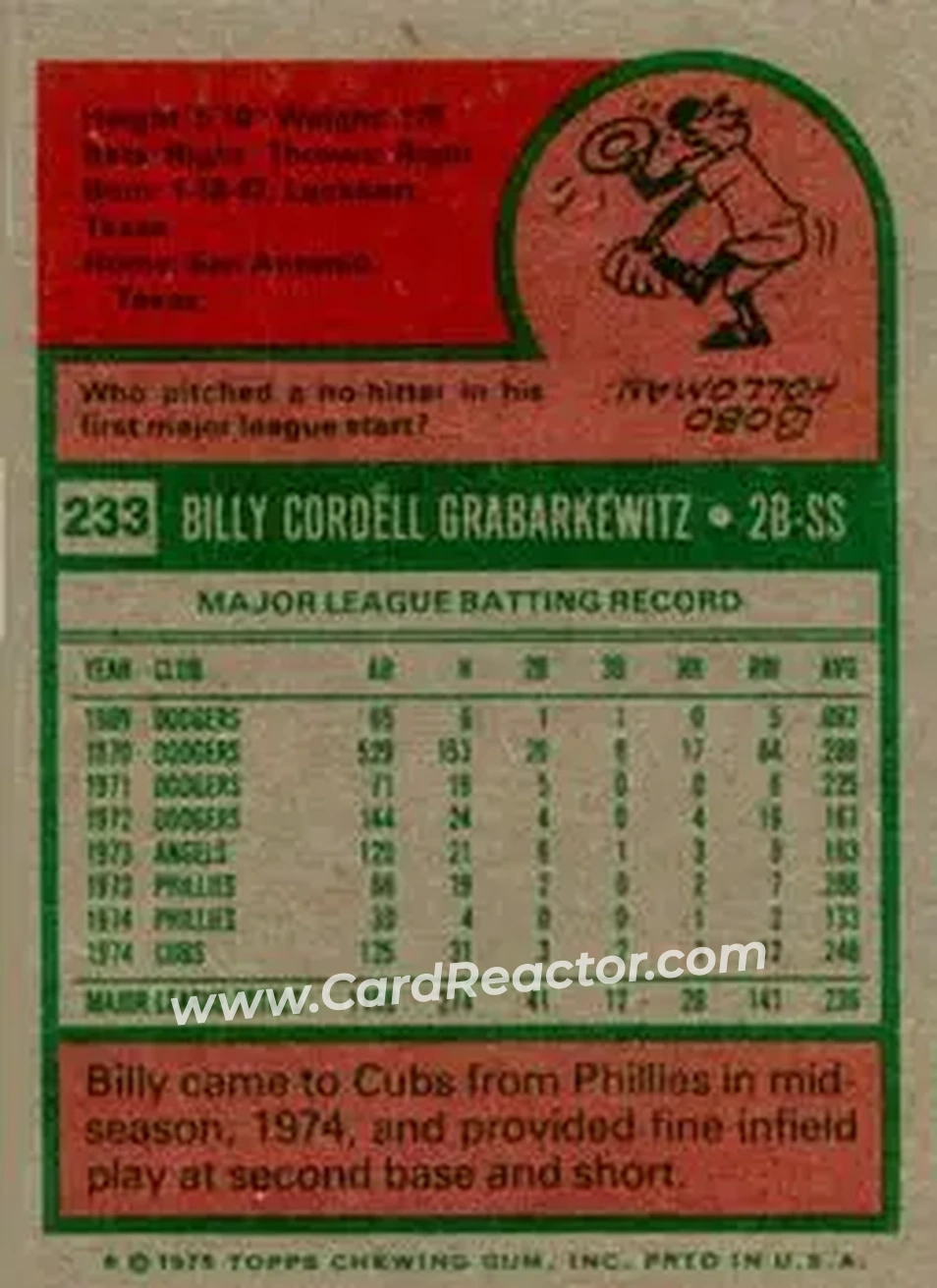 Back of Billy Grabarkewitz