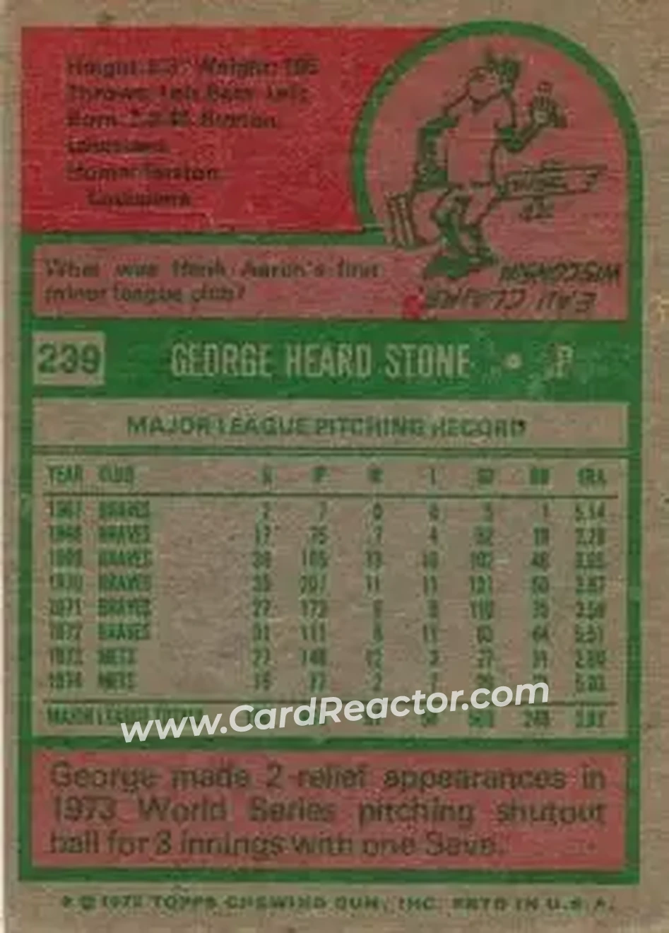 Back of George Stone