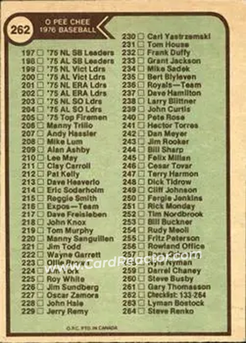Back of Card #262