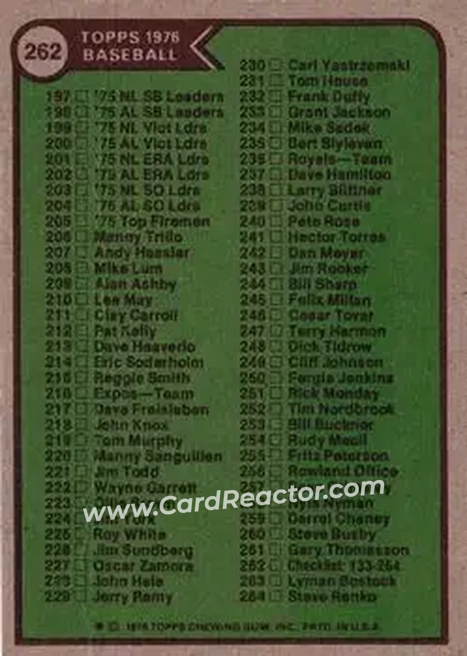 Back of Card #262