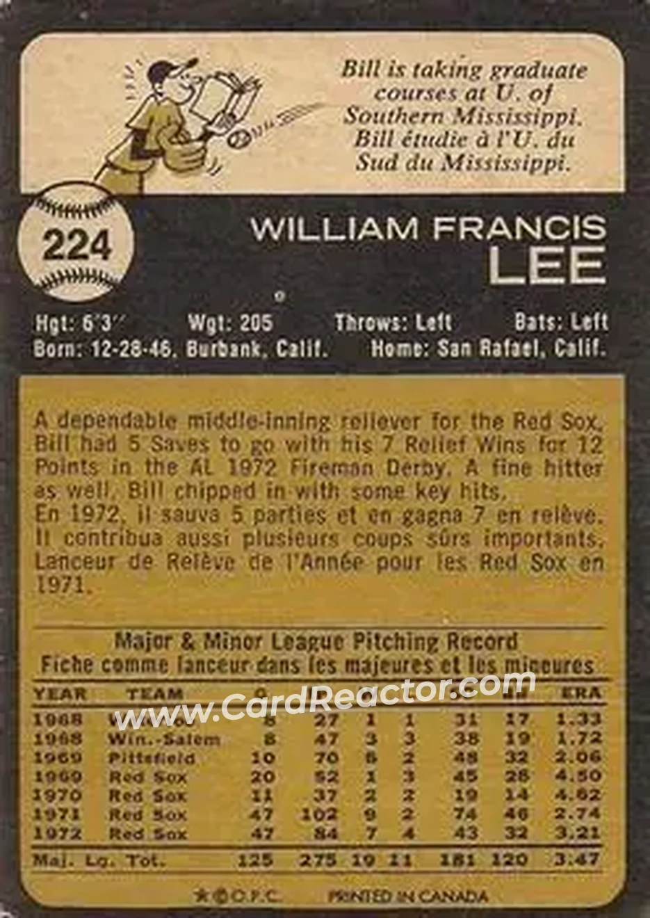 Back of Bill Lee