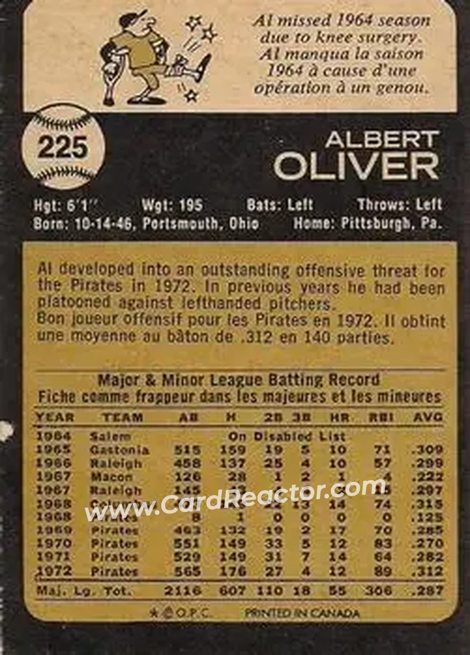 Back of Al Oliver