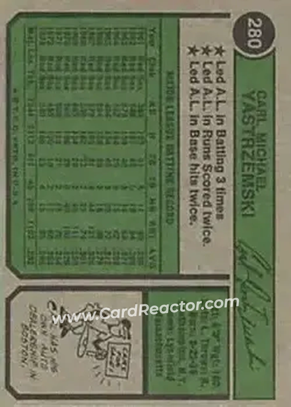 Back of Carl Yastrzemski