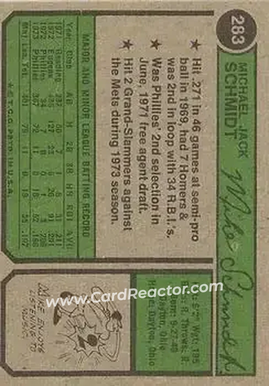 Back of Mike Schmidt
