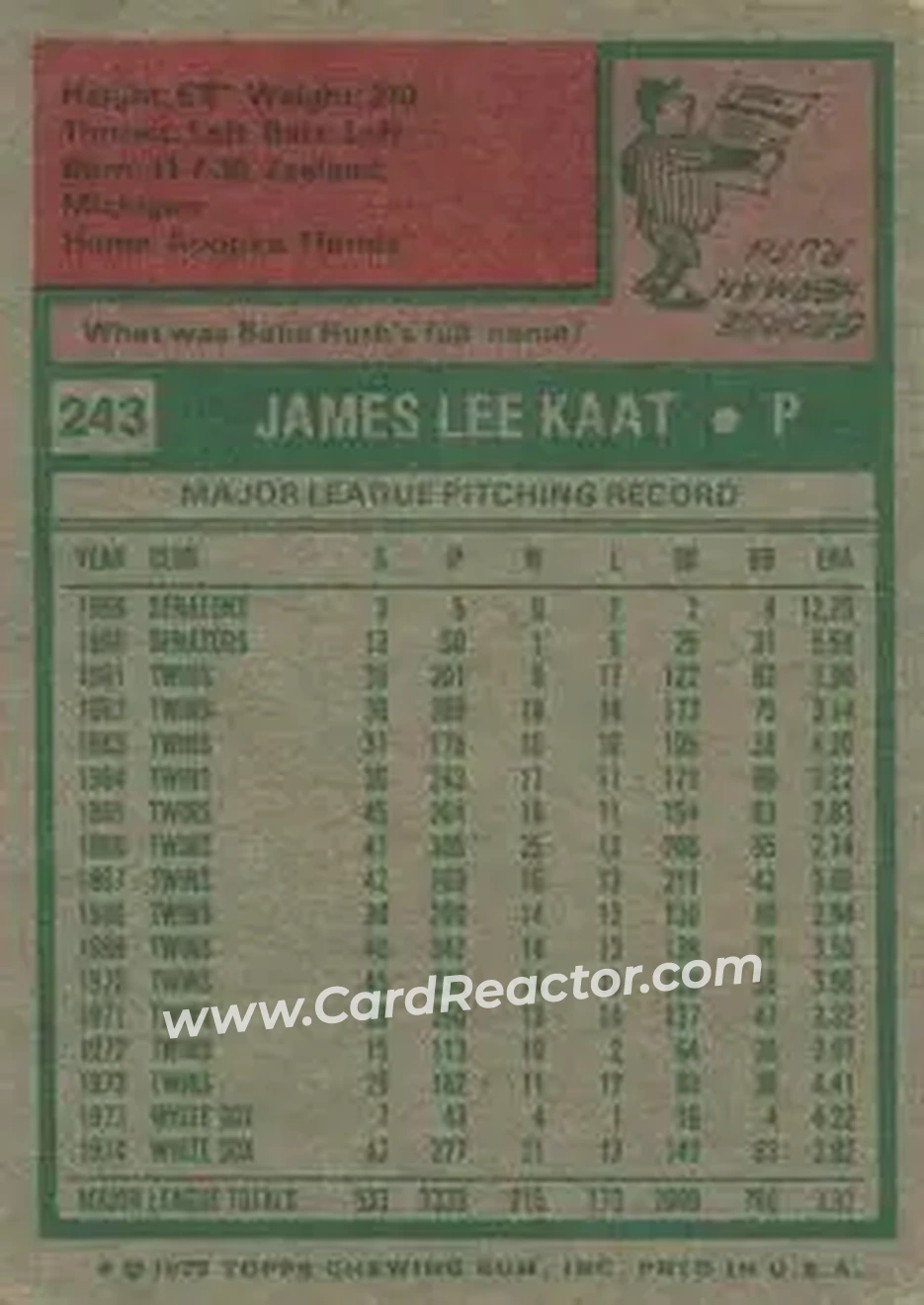 Back of Jim Kaat