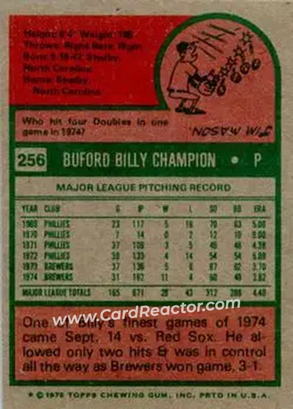 Back of Billy Champion