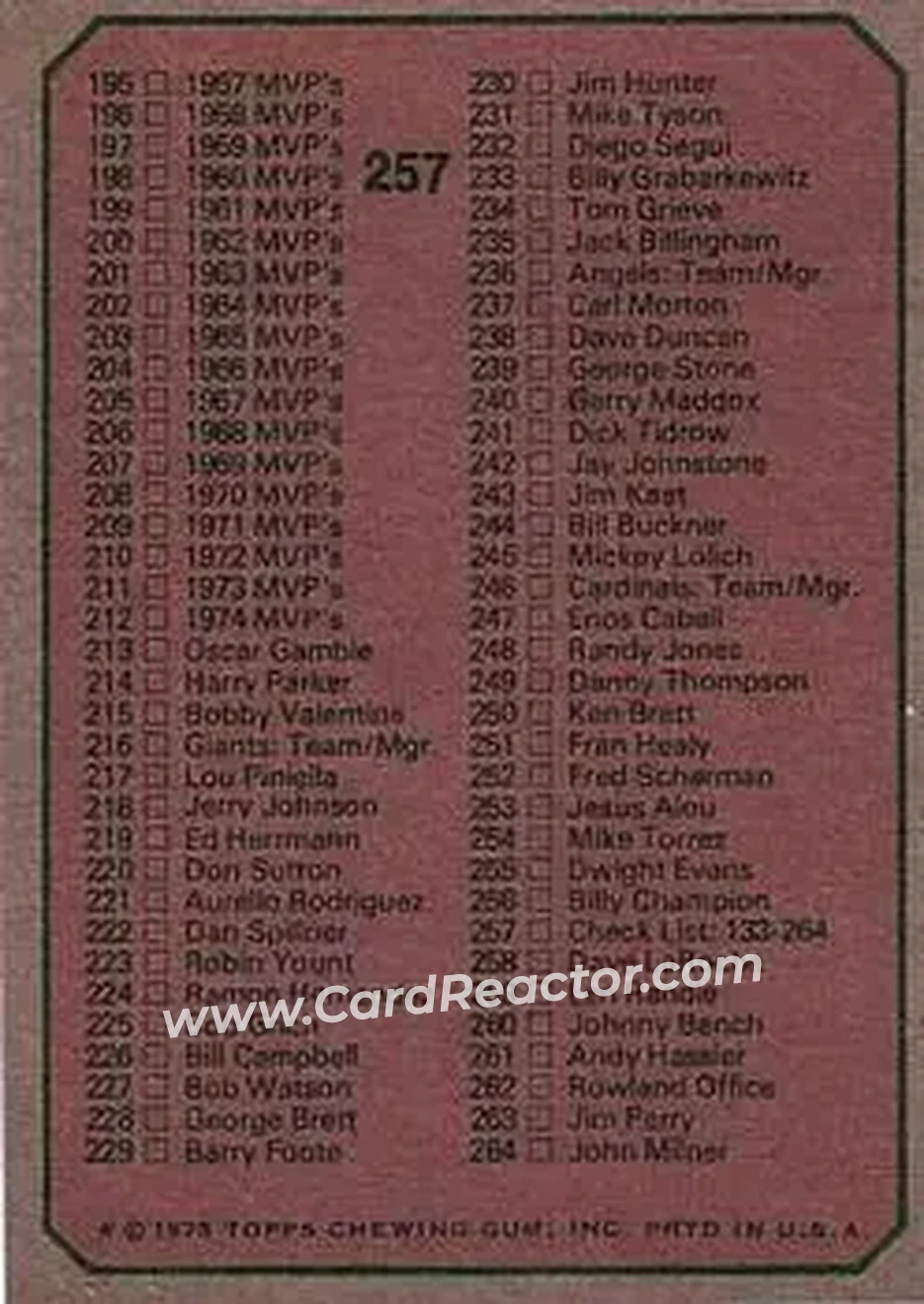 Back of Card #257