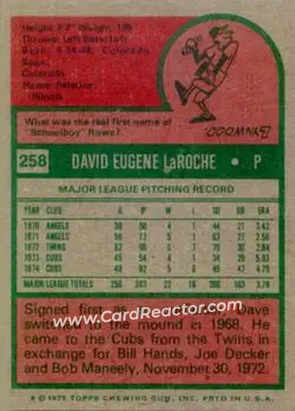 Back of Dave LaRoche