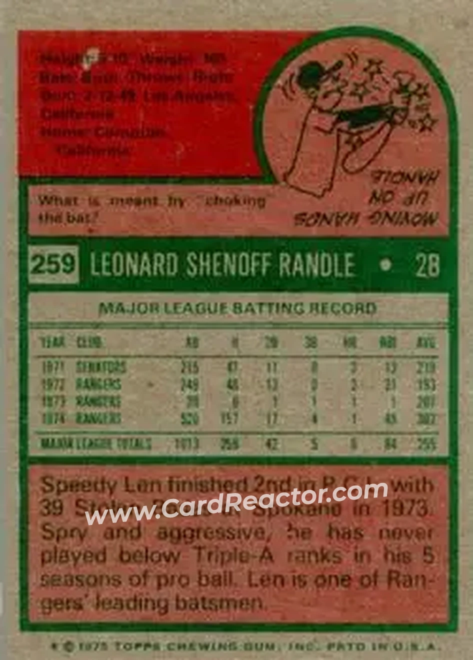 Back of Len Randle
