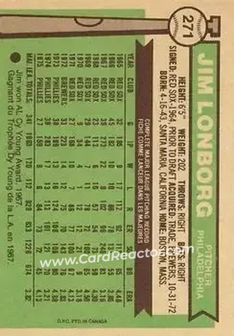 Back of Jim Lonborg