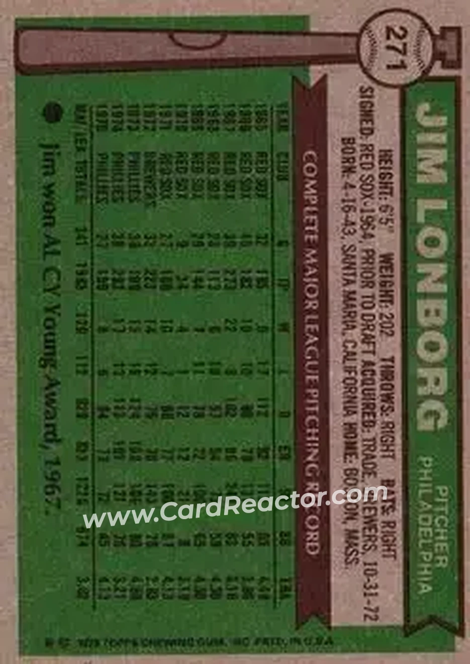 Back of Jim Lonborg