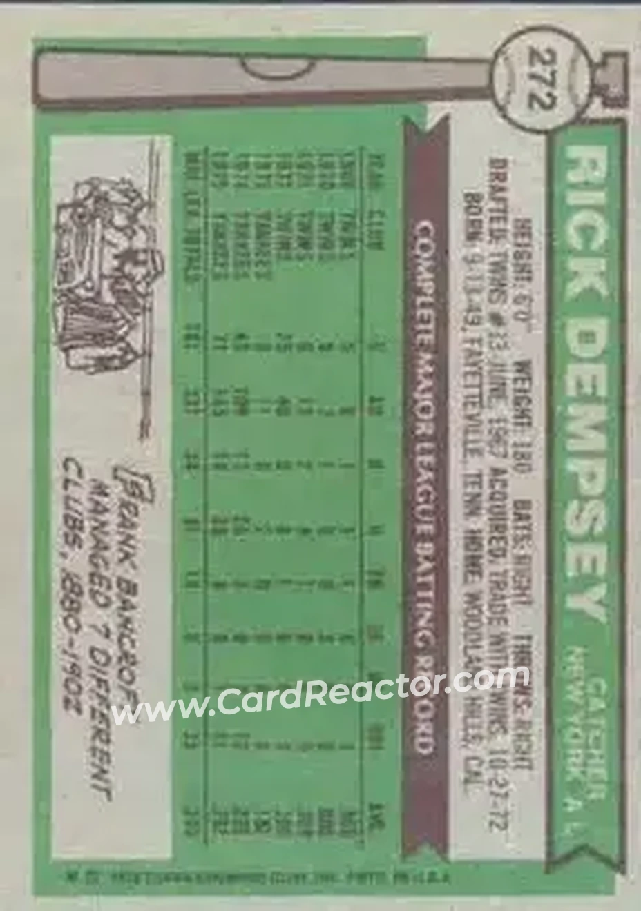 Back of Rick Dempsey