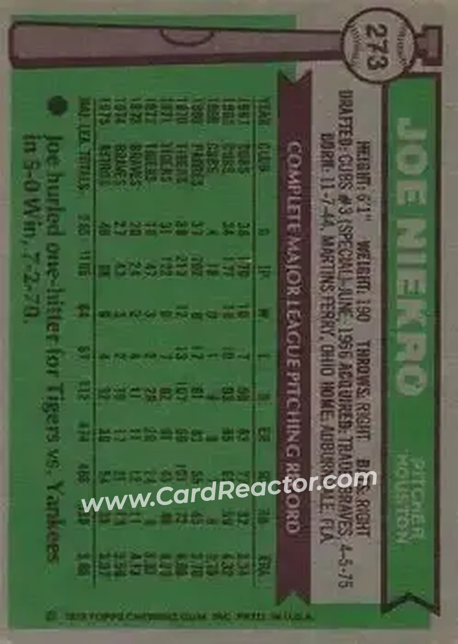 Back of Joe Niekro