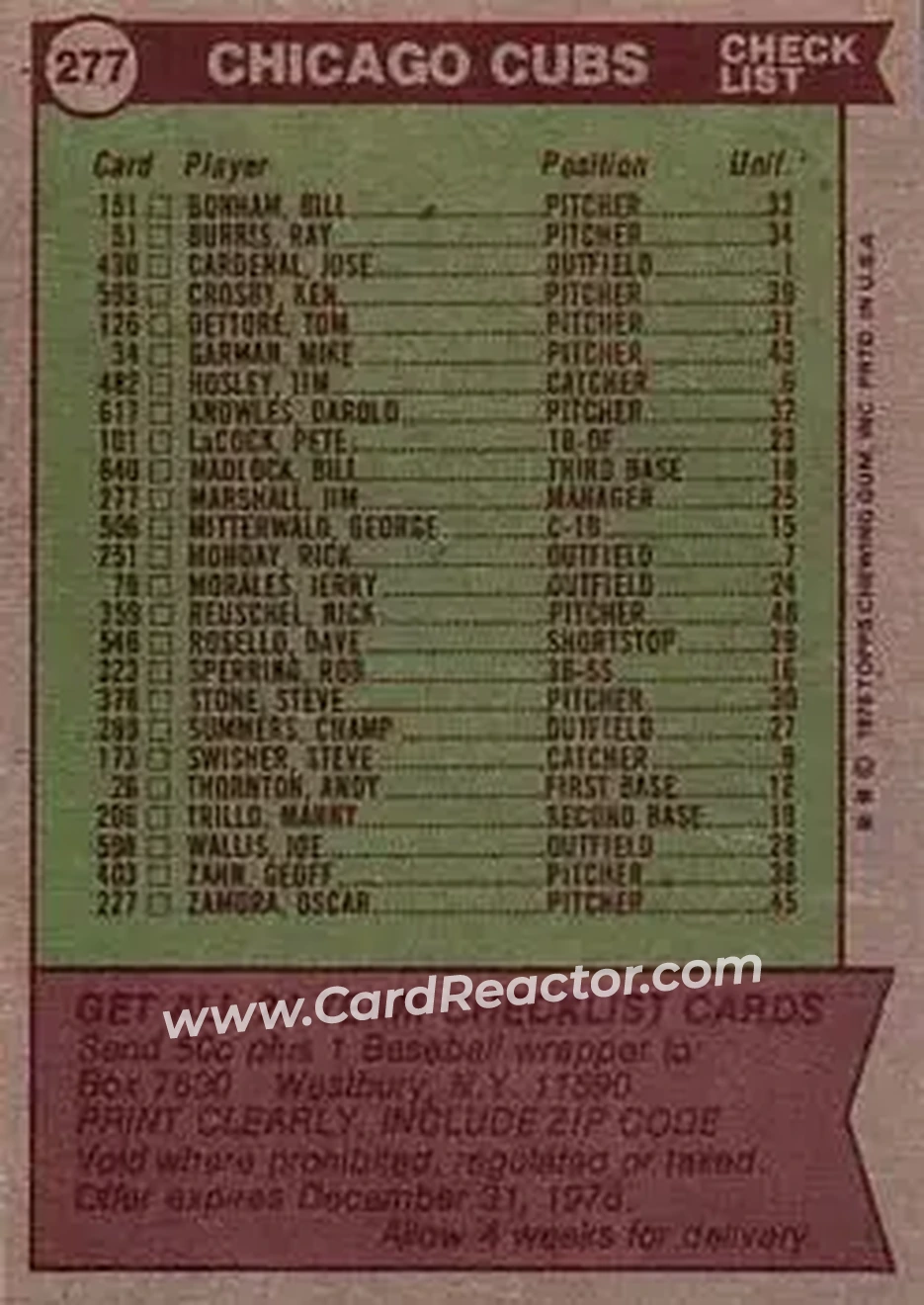 Back of Card #277