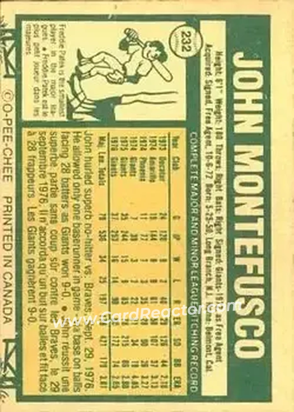 Back of John Montefusco