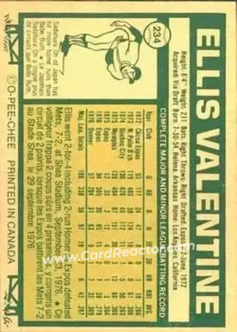 Back of Ellis Valentine