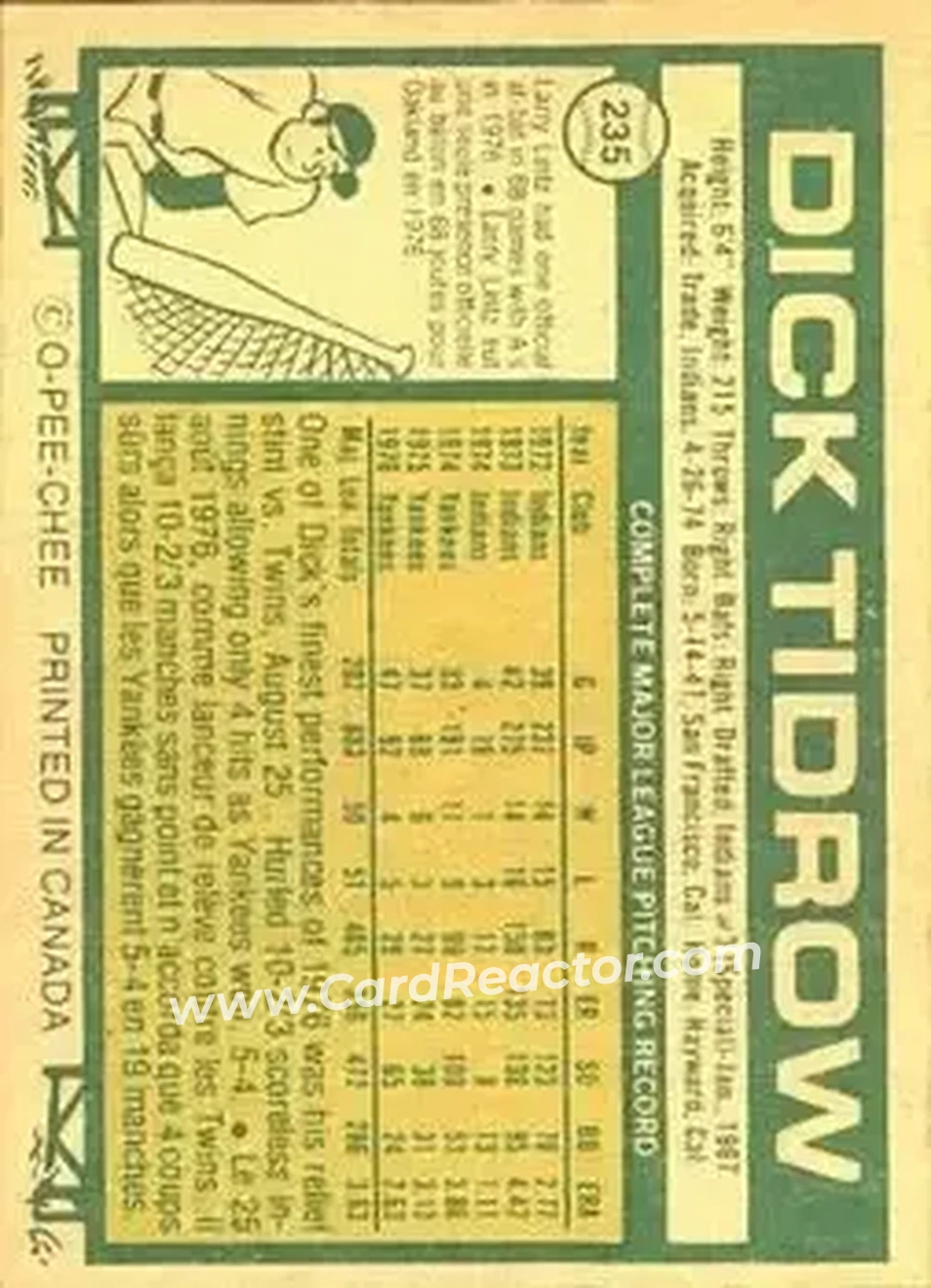 Back of Dick Tidrow