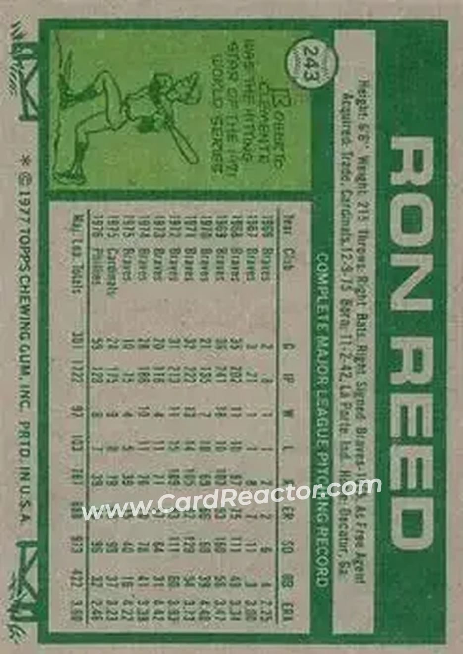 Back of Ron Reed