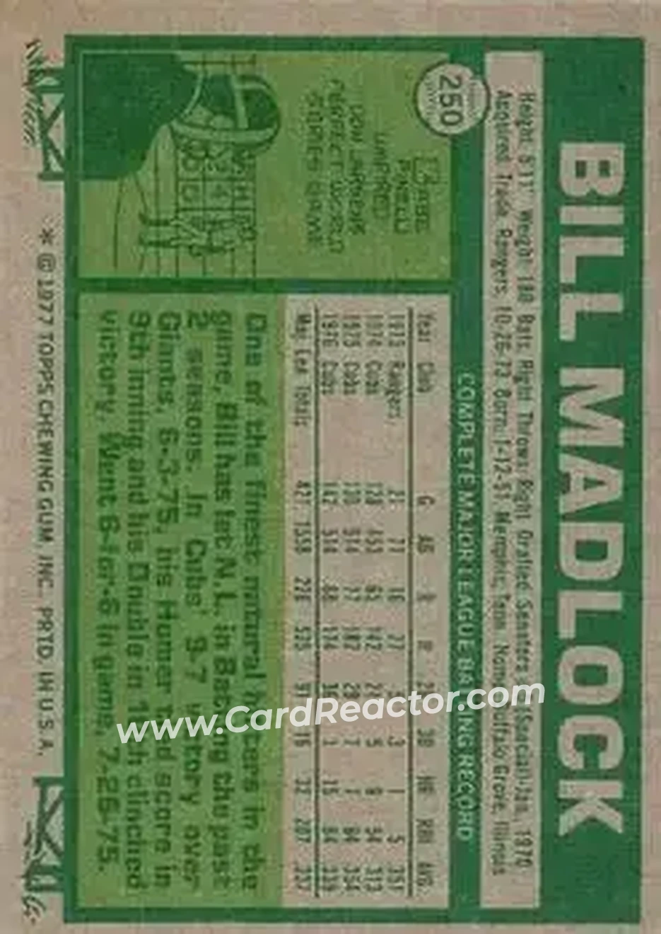 Back of Bill Madlock