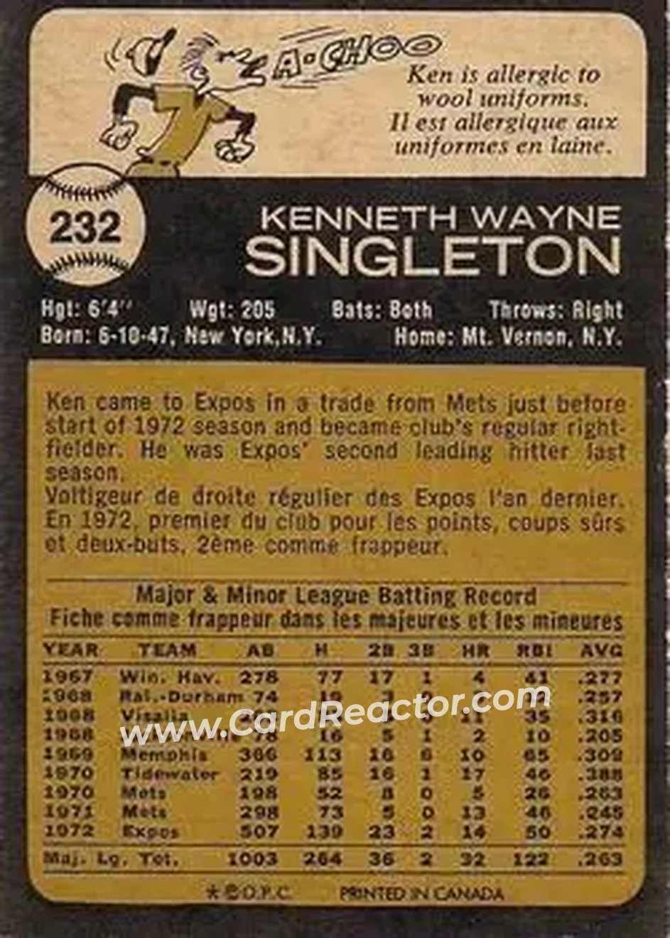 Back of Ken Singleton