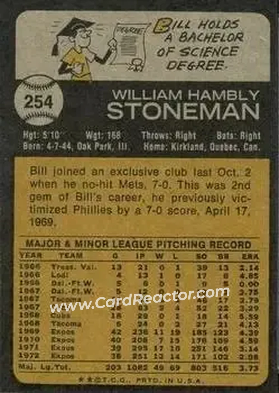 Back of Bill Stoneman