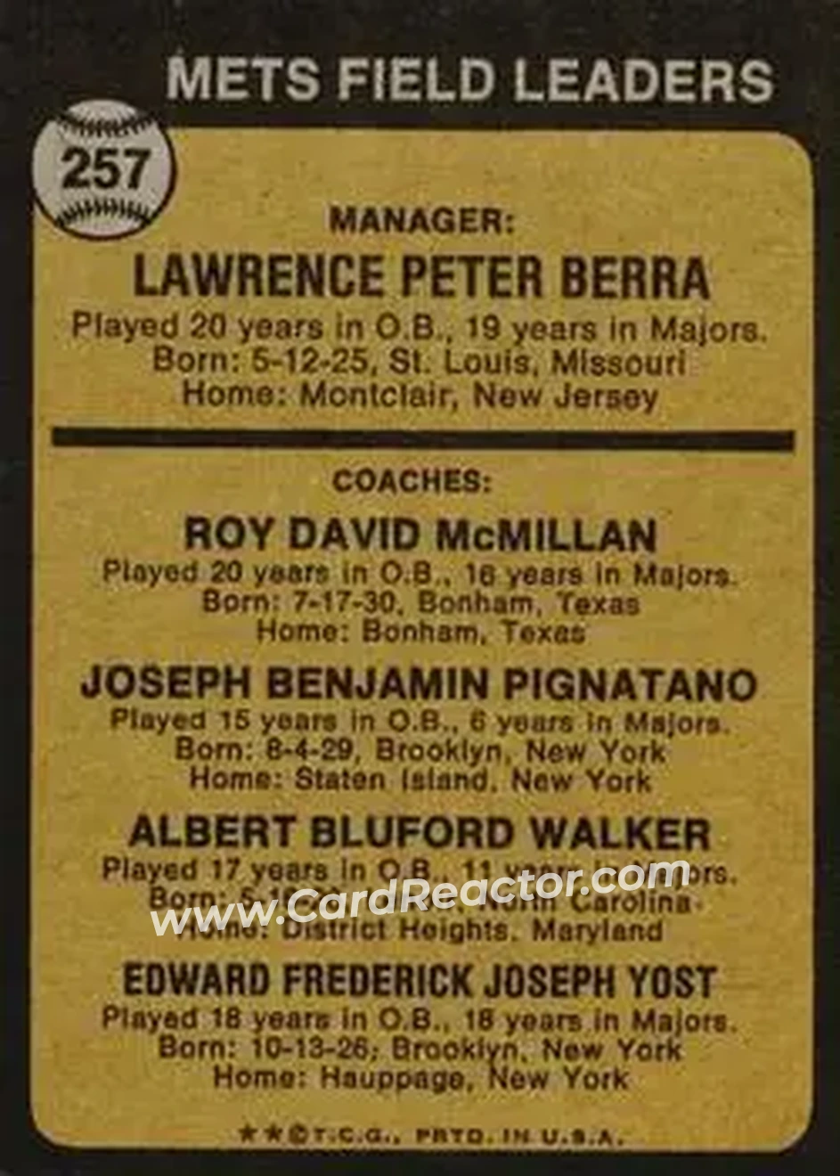 Back of Card #257