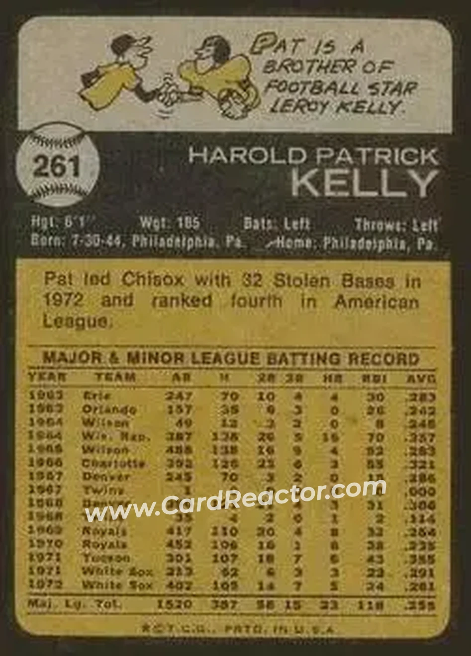 Back of Pat Kelly