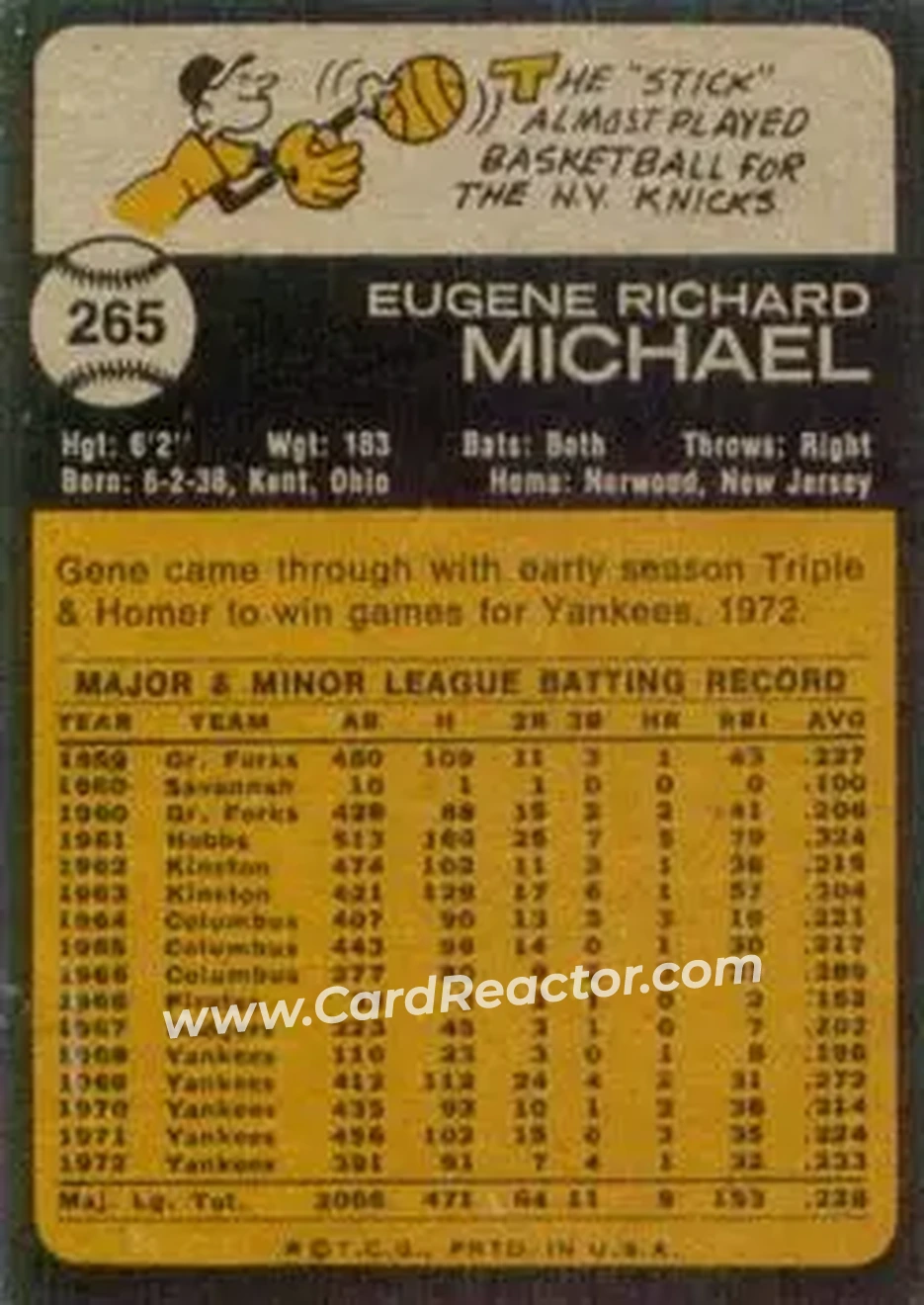 Back of Gene Michael
