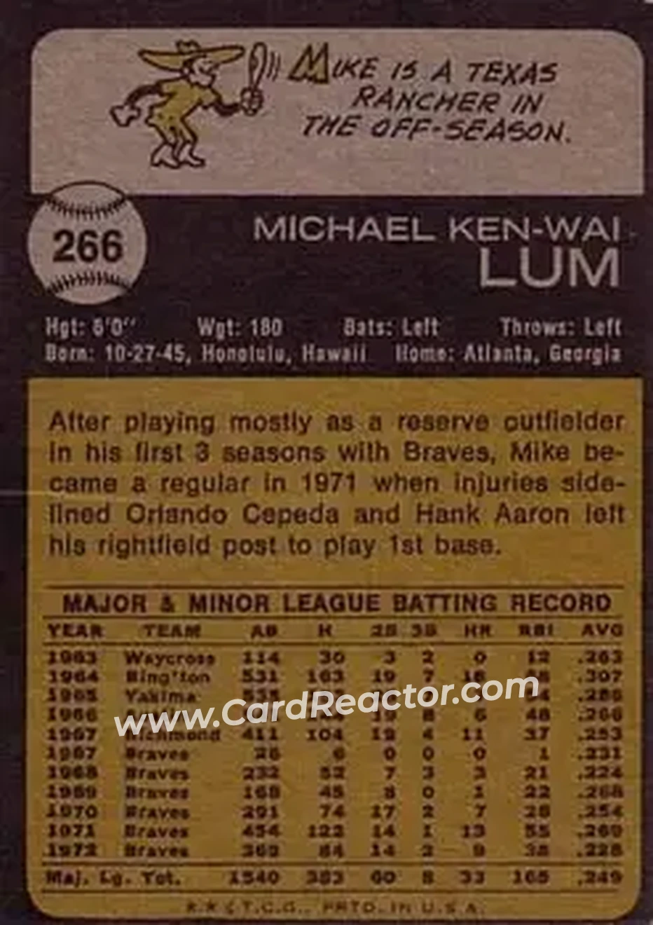 Back of Mike Lum