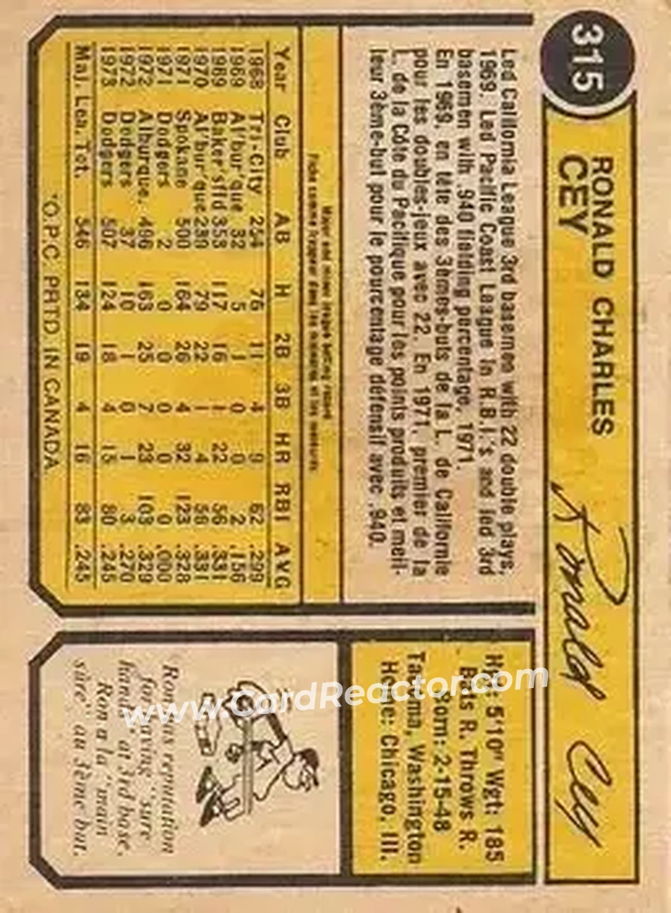 Back of Ron Cey